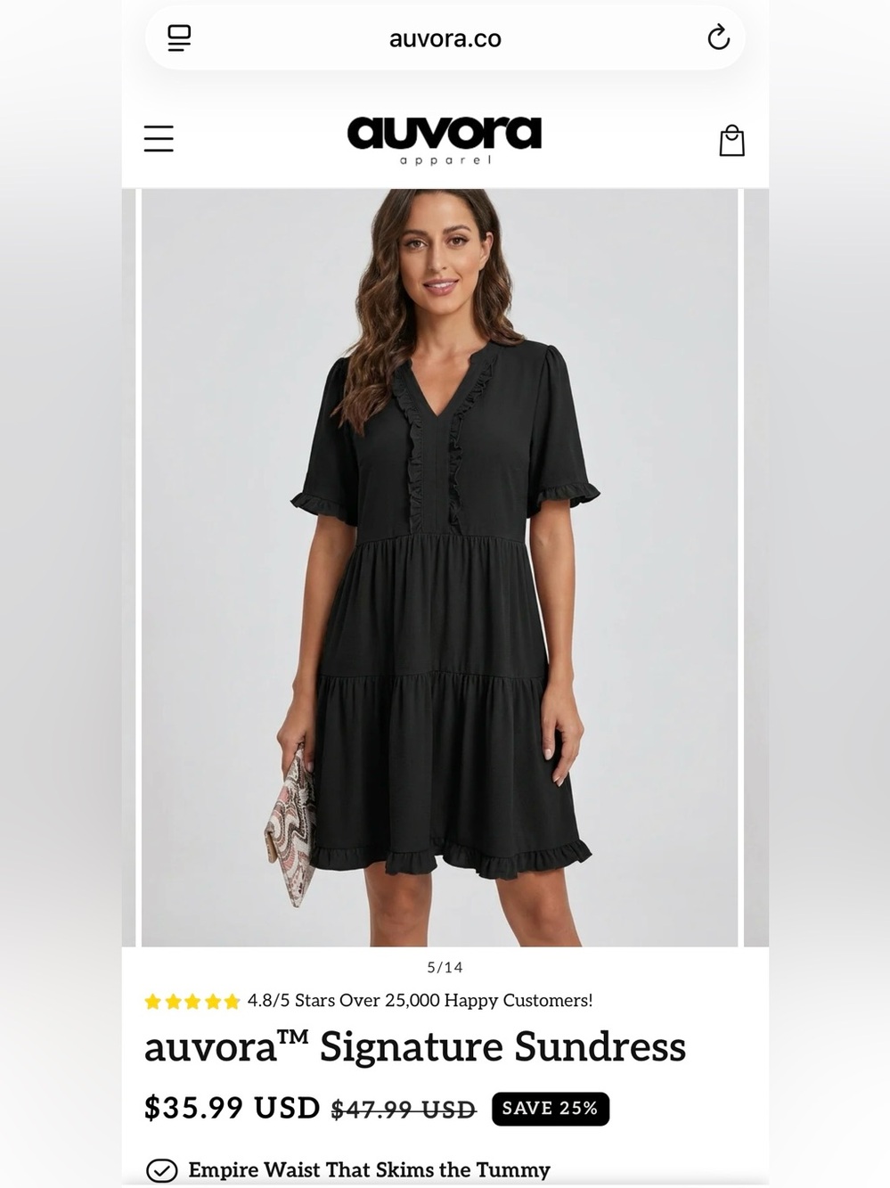 Auvora Signature Black Sundress size XL NWT
